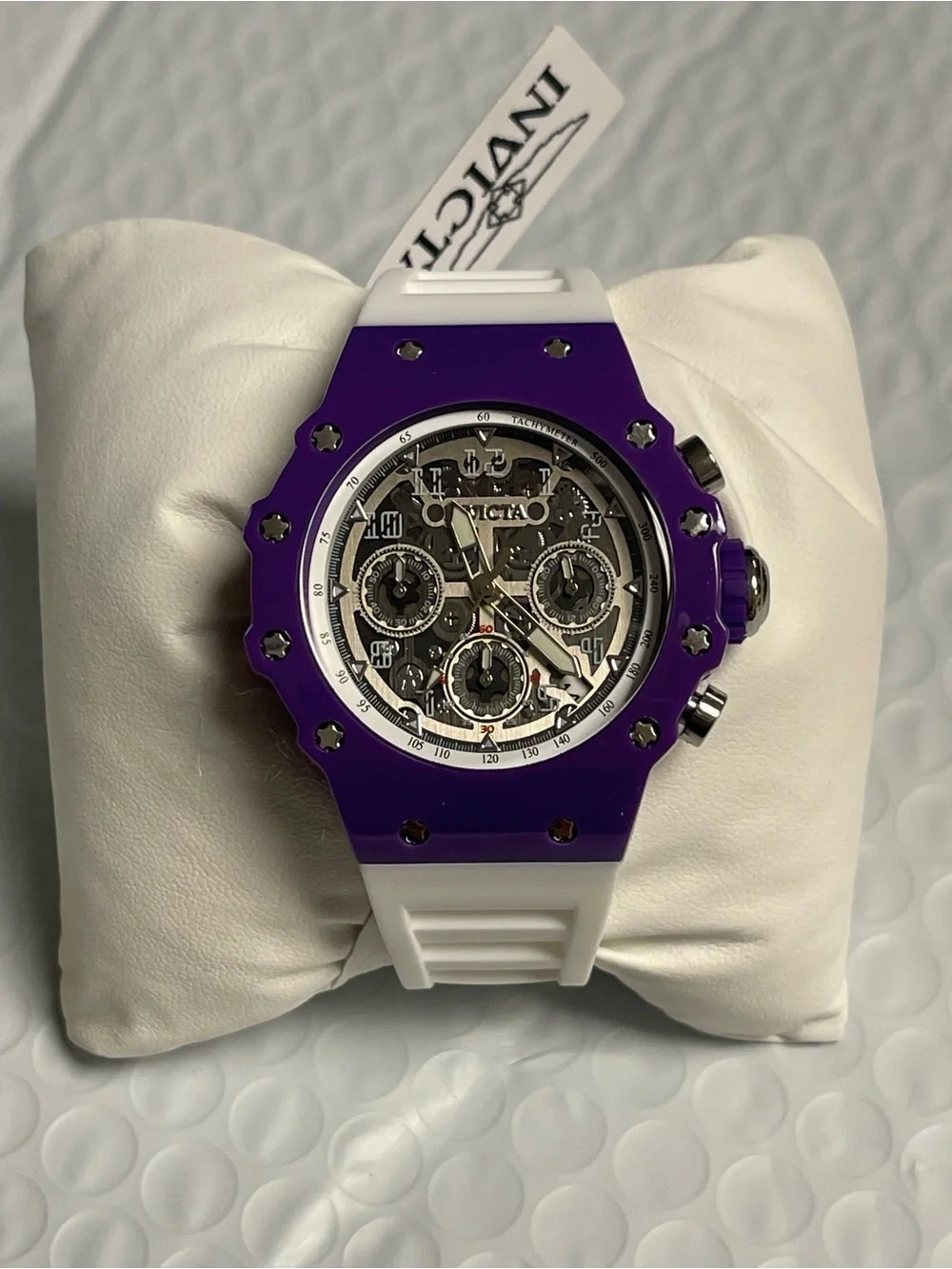 Invicta Racing Valyron Unisex Watch - 41mm, Purple & White (69626) new